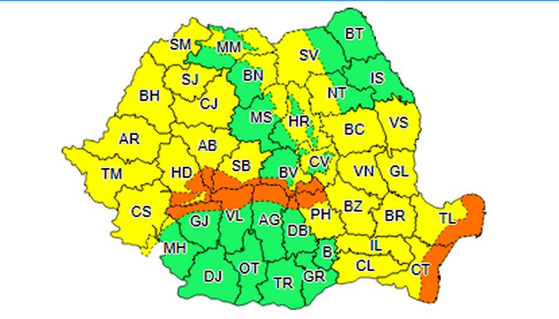 ANM Cod portocaliu de viscol în zece judeţe Cod galben de